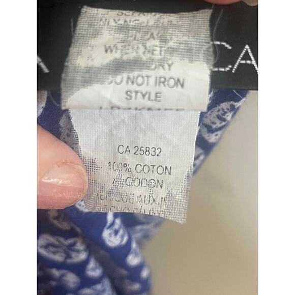 La Blanca Swimsuit Cover-Up Tunic Top Medium Sand Dollar Blue White V-Neck - Picture 9 of 13